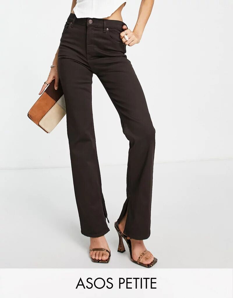 

Шоколадно-коричневые расклешенные джинсы ASOS DESIGN Petite