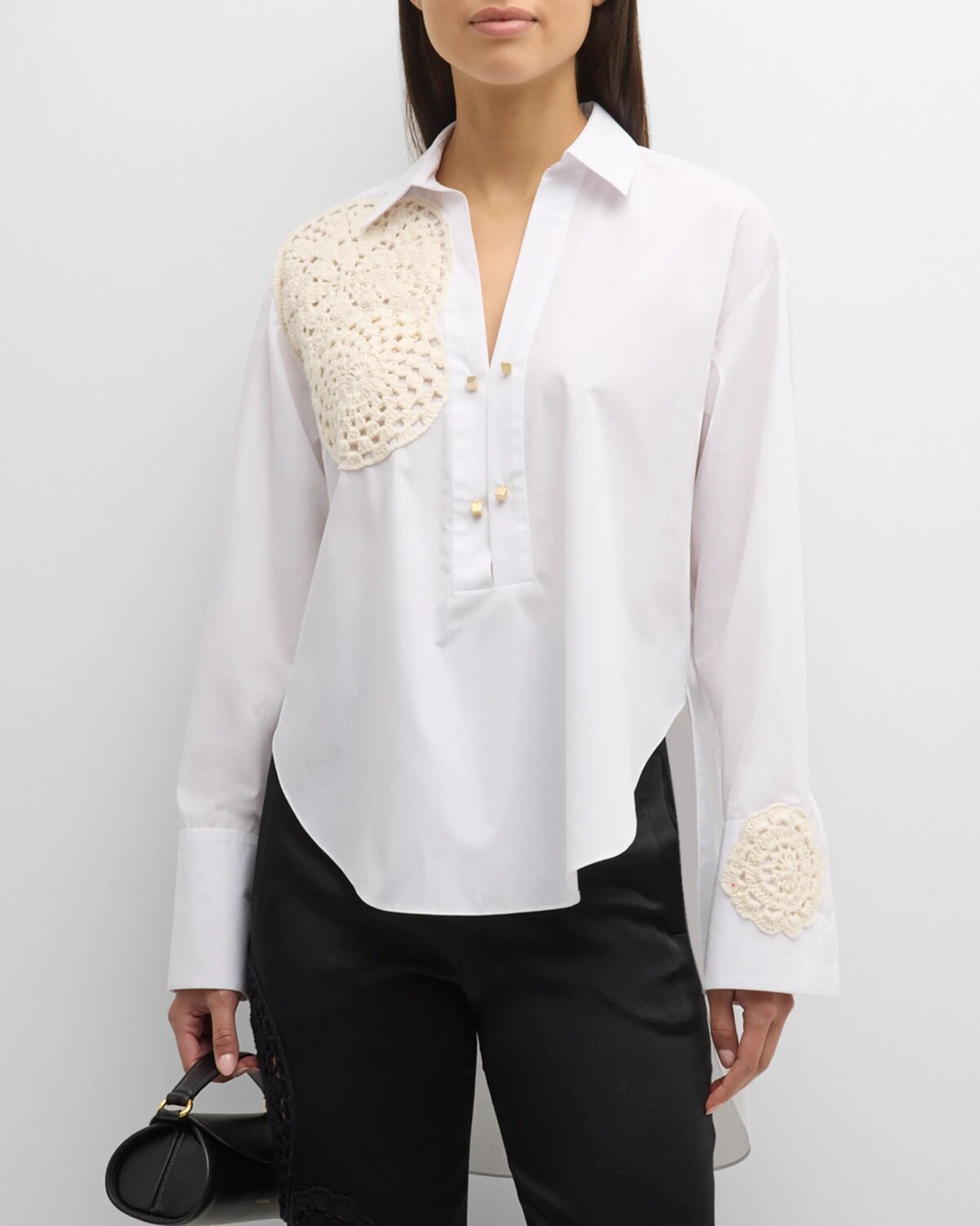 

Рубашка Myles из поплина крючком с воротником Hellessy, цвет White/Ecru