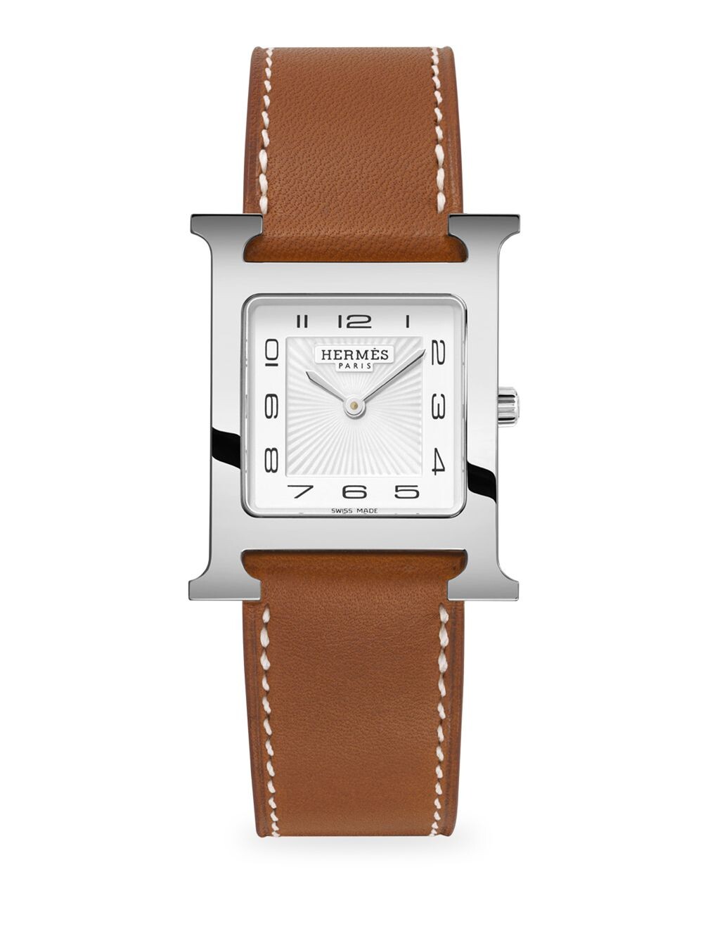 

Часы Heure H 30 мм из нержавеющей стали и с кожаным ремешком HERMÈS