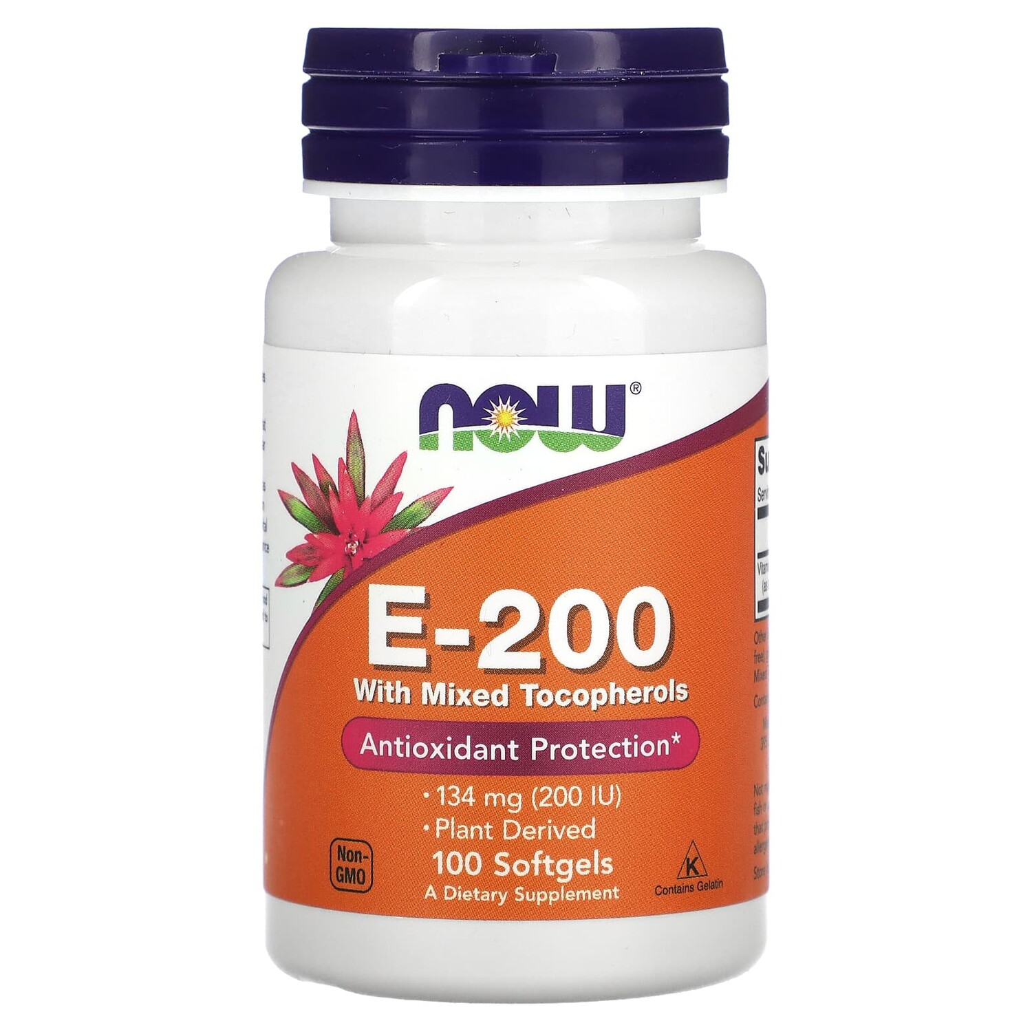

E-200 со смешанными токоферолами, 134 мг (200 МЕ), 100 мягких таблеток, NOW Foods