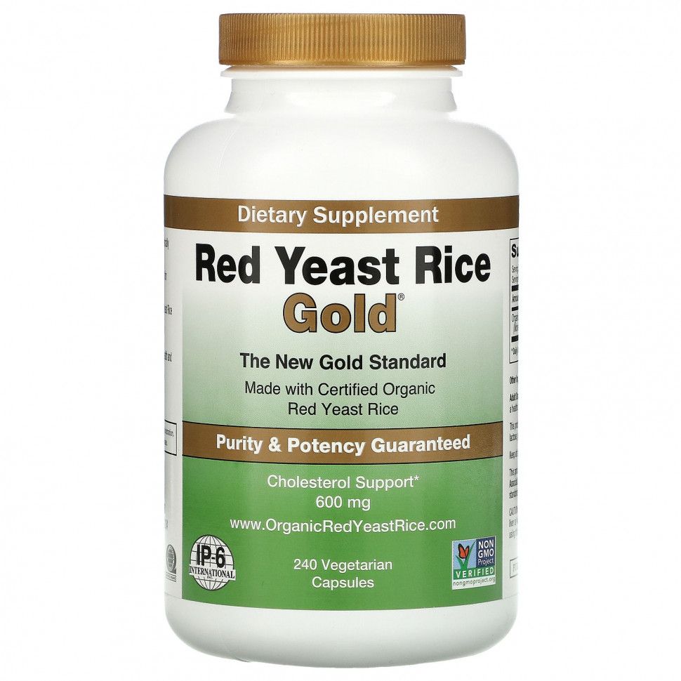IP-6 International Red Yeast Rice Gold поддержка холестерина 600 мг 240 вегетарианских капсул ip 6 international ip6 gold формула для поддержки иммунитета 120 вегетарианских капсул
