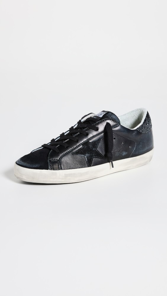 

Кроссовки Golden Goose Super-Star Suede Glitter Heel, черный