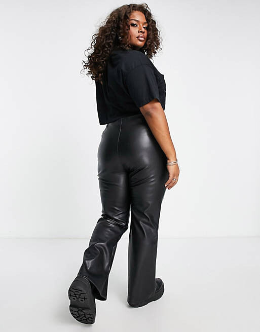 

Черные брюки-клеш из искусственной кожи стрейч ASOS DESIGN Curve, Черный