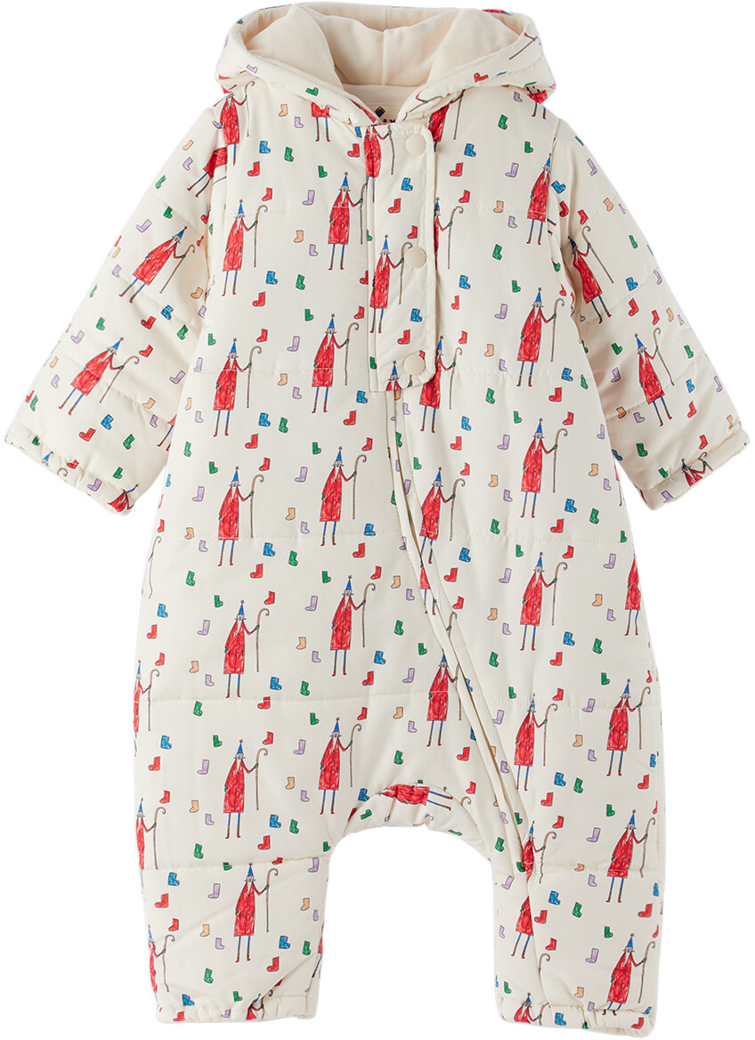 

Зимний комбинезон Baby Off-White Santa цвета слоновой кости Jellymallow