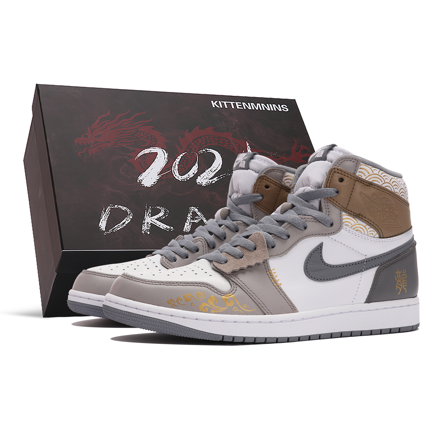 

Jordan Air Jordan 1 Vintage Баскетбольные кроссовки унисекс, Brown/White