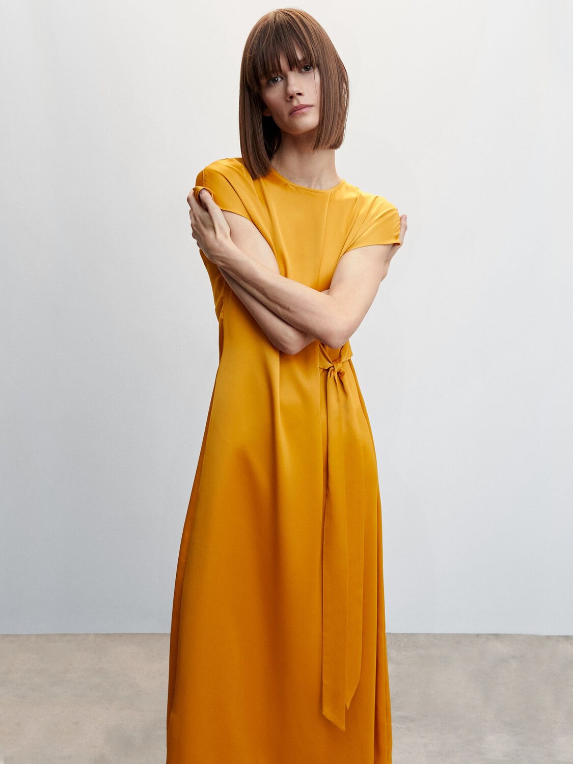 

Атласное платье Mango Matilda, желтое