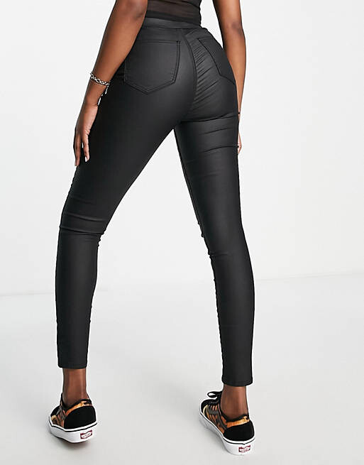 

Черные джинсы с покрытием Topshop Joni