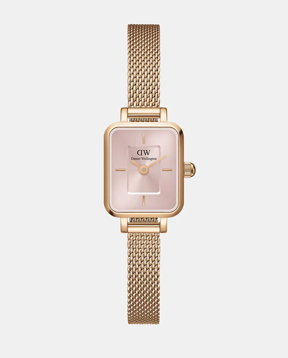 

Quadro Mini DW00100650 женские часы с розовой стальной сеткой Daniel Wellington