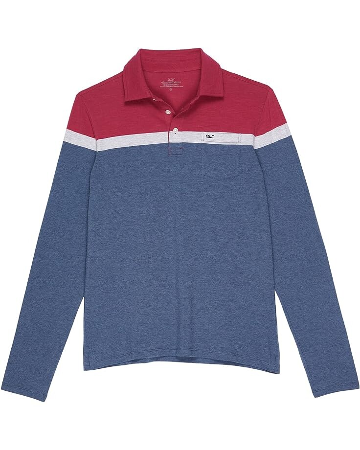 

Поло Vineyard Vines Long Sleeve Placed Stripe Polo, цвет Red Wine