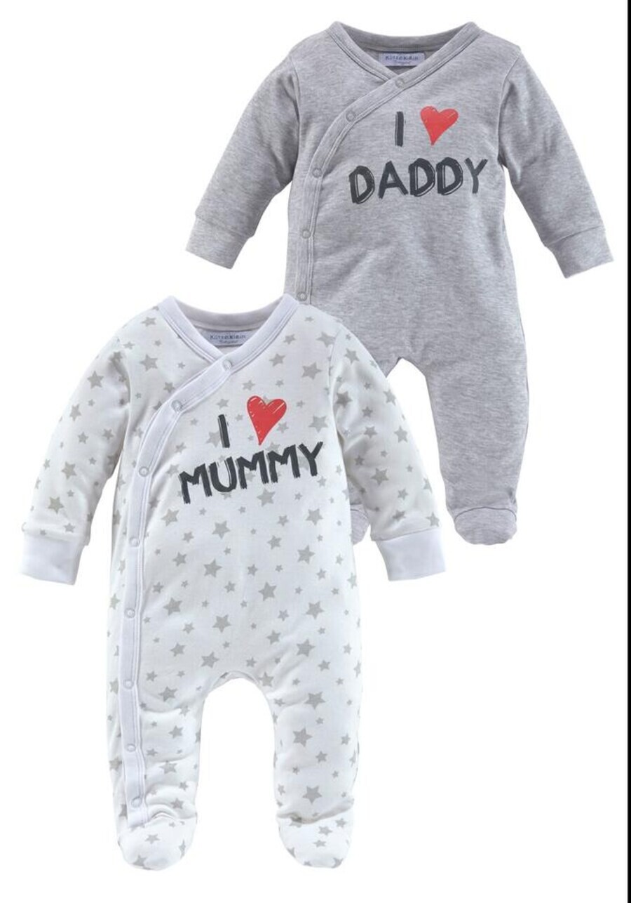 

Пижама KLITZEKLEIN Pajamas I love Mummy / I love Daddy, Druck, цвет Grey/White