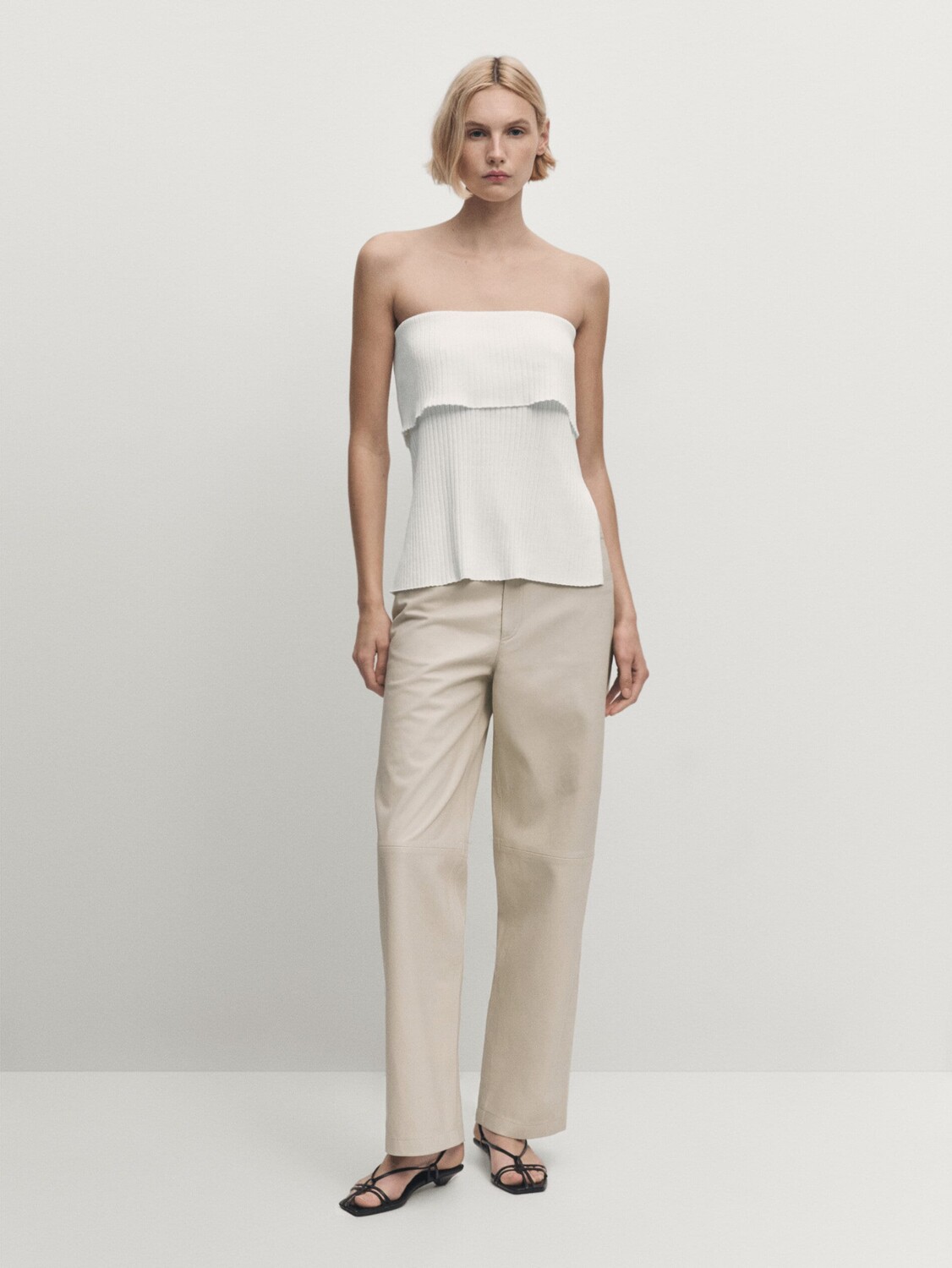 

Трикотажный топ без бретелек Massimo Dutti, белый