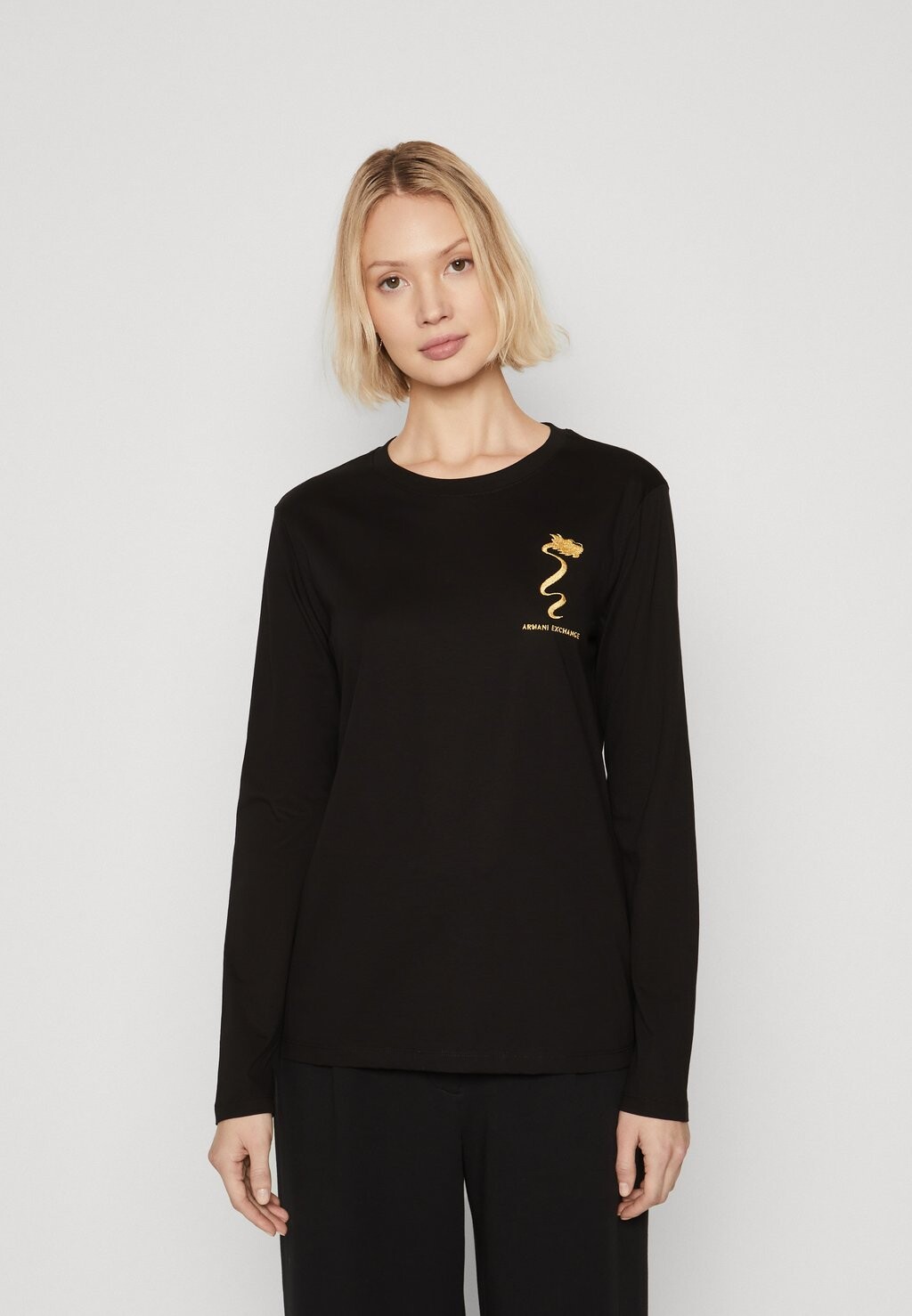 

Футболка с длинным рукавом Armani Exchange, черная, Черный