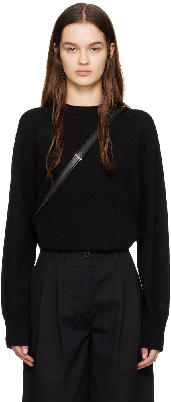 Черный свитер с круглым вырезом Toteme, цвет Black