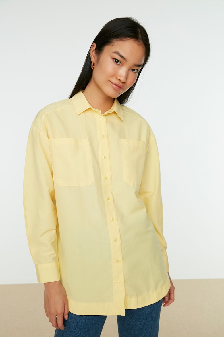 Рубашка свободного кроя с карманами Trendyol, желтый куртка свободного кроя с карманами trendyol желтый