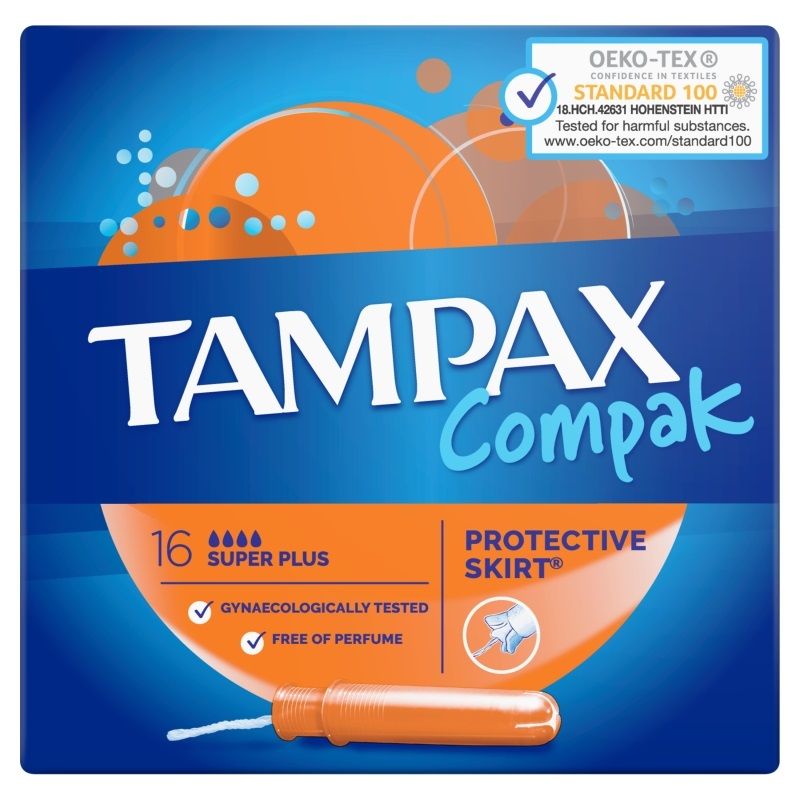 Tampax Compak Super Plus гигиенические тампоны, 16 шт. tampax compak super plus тампоны гигиенические с аппликатором 16 шт