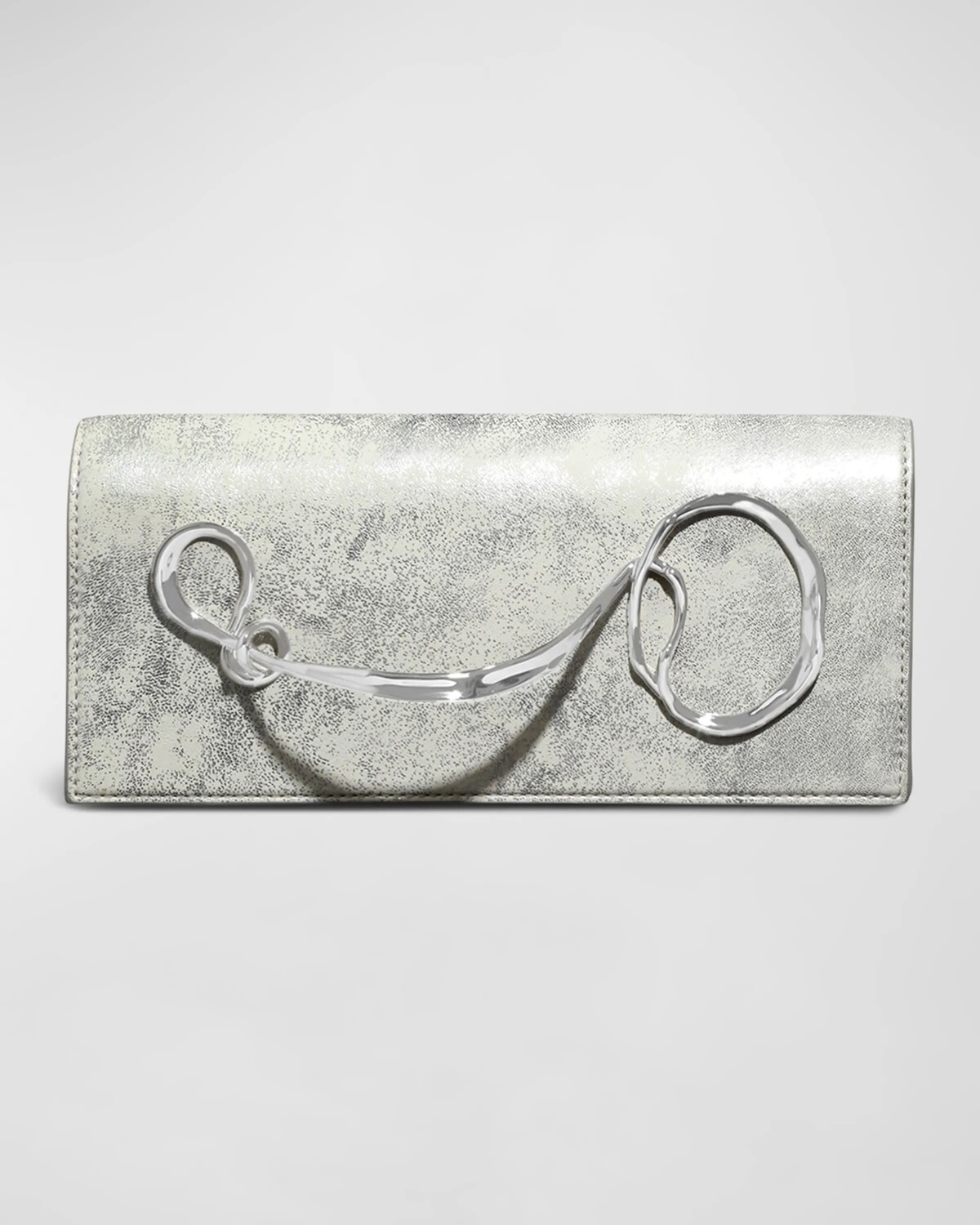 

Кожаный клатч скрученного цвета с эффектом металлик Alexis Bittar, цвет Atq Silver