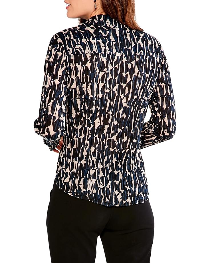 

Рубашка NIC+ZOE Petite New Wave Crinkle Shirt, черный мульти