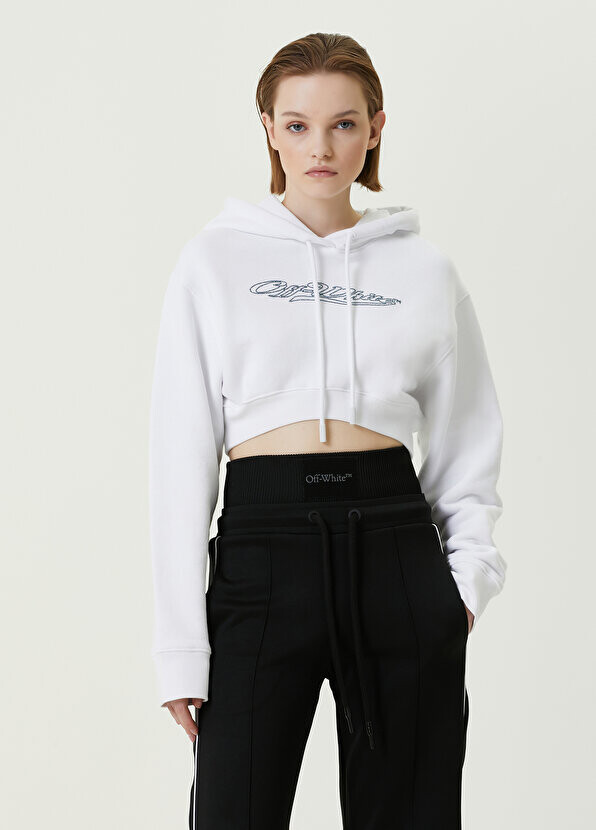 

Белый свитшот с капюшоном и вышитым логотипом stone Off-White
