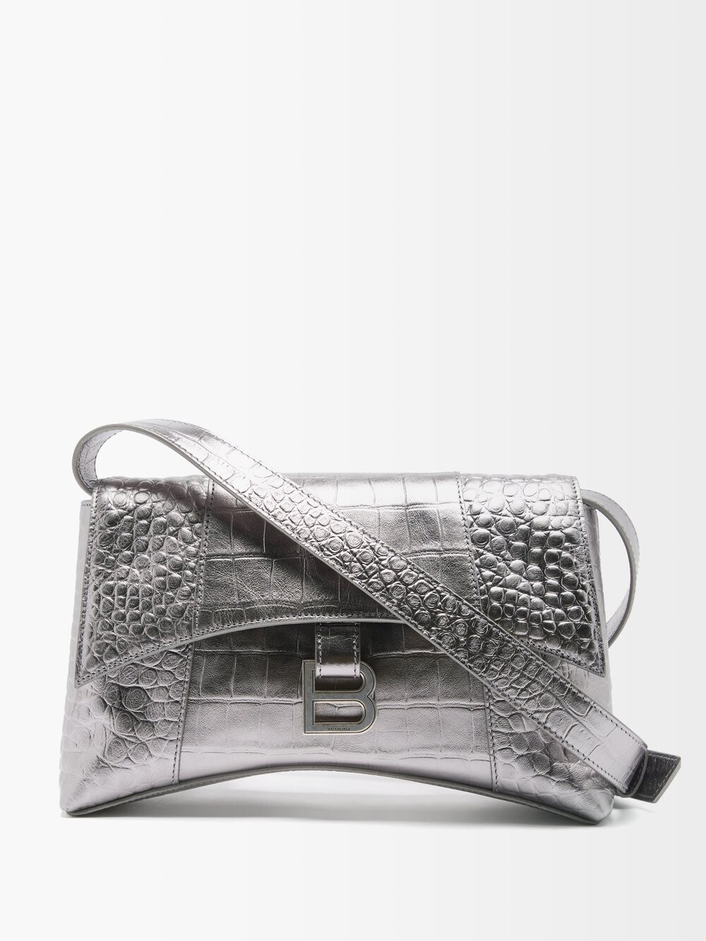 

Сумка через плечо downtown xs из кожи с тиснением под крокодила Balenciaga, серебряный