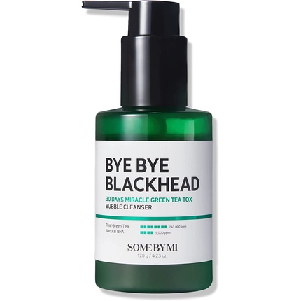 Bye Bye Blackhead 30 Days Miracle Green Tea Tox Bubble Cleanser 120 г, Some By Mi маска для лица some by mi маска пенка для лица пузырьковая bye bye blackhead 30 days miracle