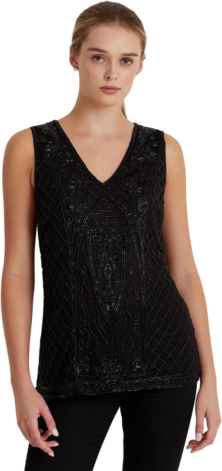 

Блузка без рукавов из тюля с бисером LAUREN Ralph Lauren, цвет Polo Black