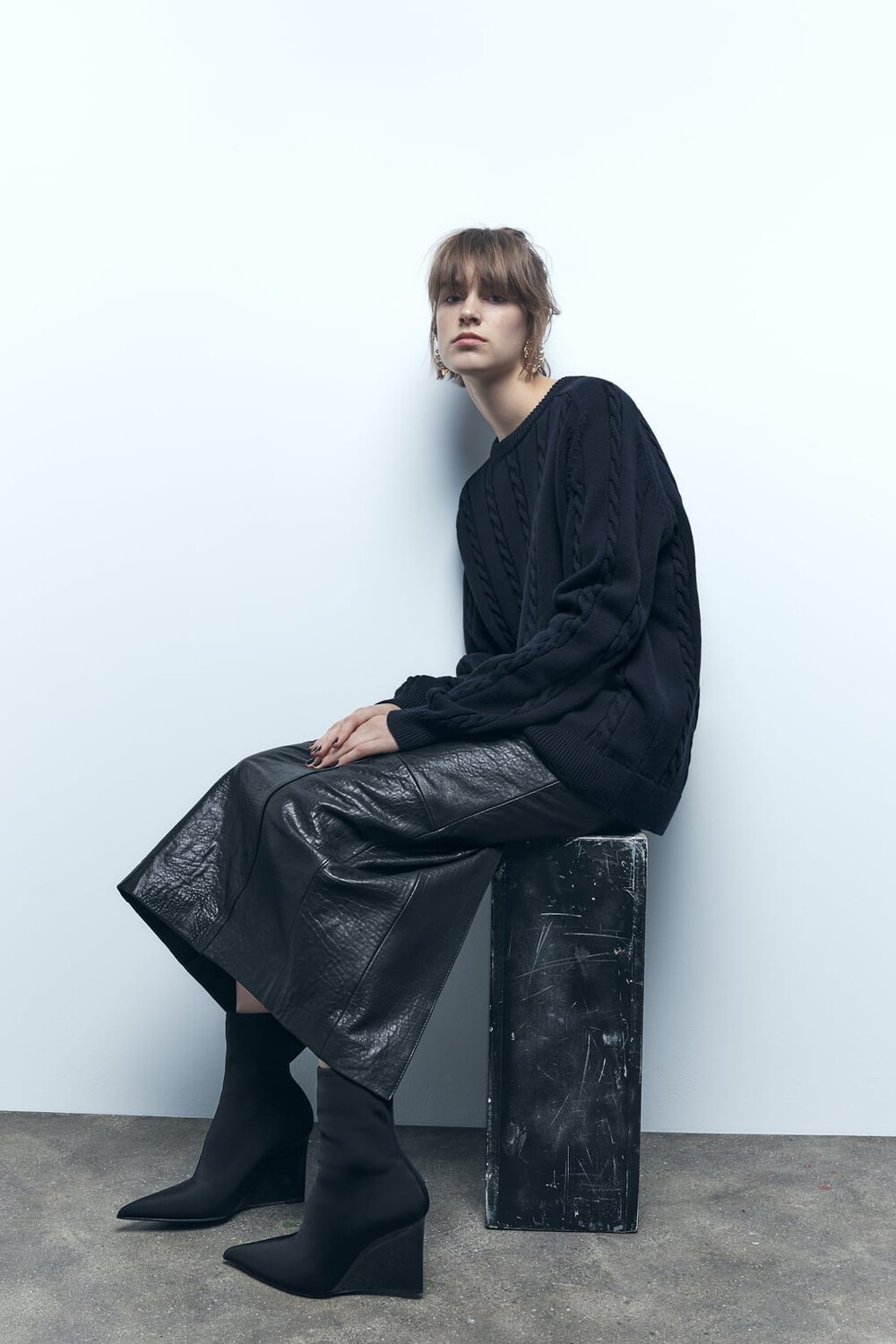 

Ботинки на тележной тележной тележке ZARA, черный