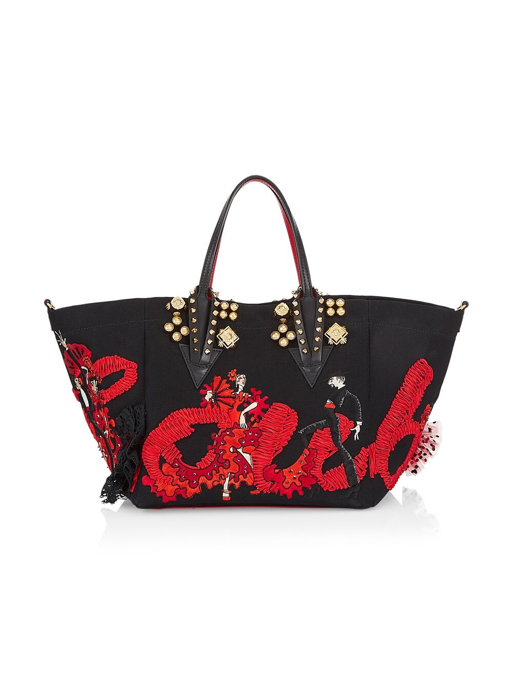 

Маленькая большая сумка с вышивкой Flamencaba Christian Louboutin, черный