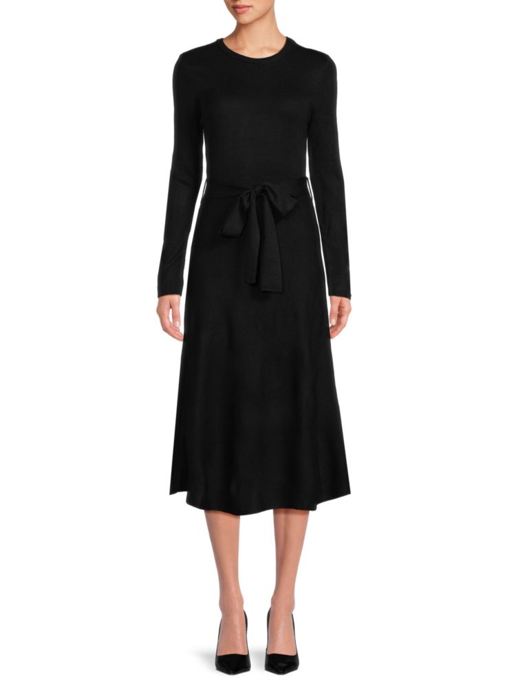 Платье-свитер с поясом Manhattan Stitchdrop, черный