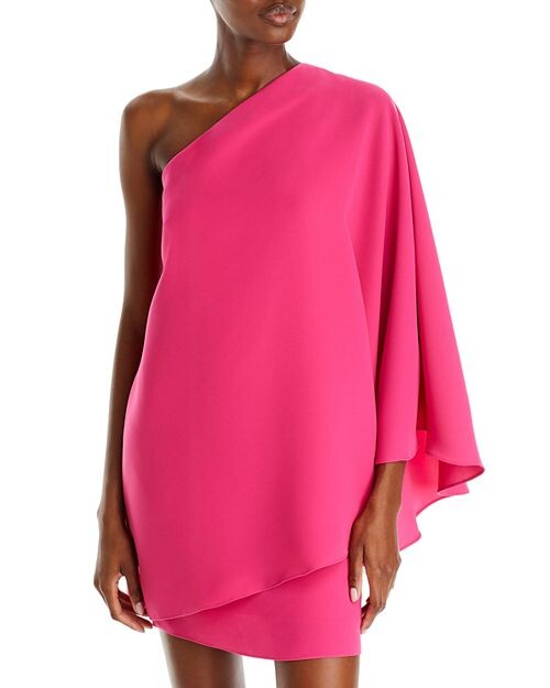 

Мини-платье Melina на одно плечо и рукав-накидка HALSTON, цвет Pink
