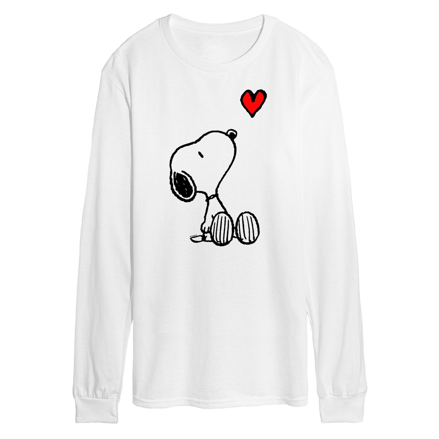 

Мужская футболка с длинными рукавами и рисунком Peanuts Snoopy Heart Licensed Character
