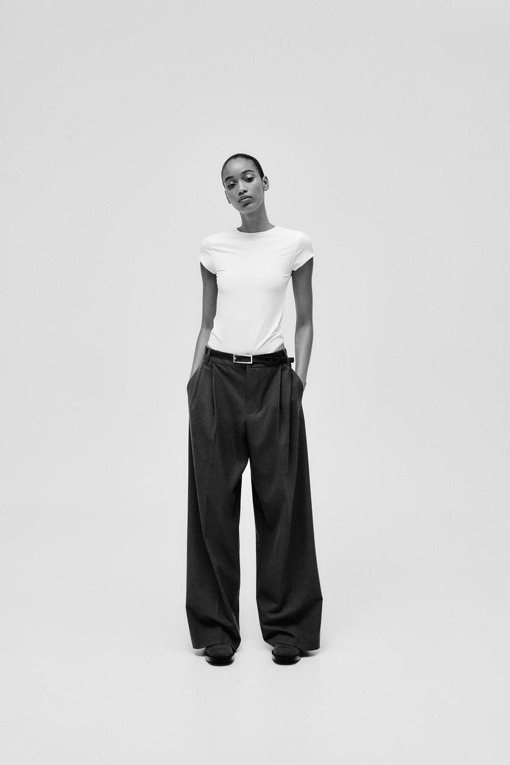 

Полиамидный боди ZARA, белый