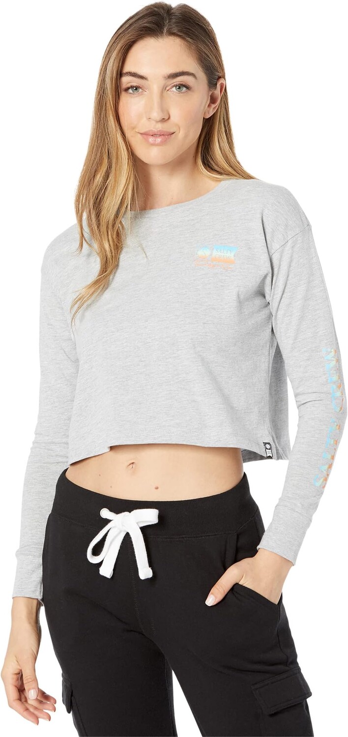 

Укороченная футболка с длинными рукавами Alpha Gradient Salty Crew, цвет Athletic Heather