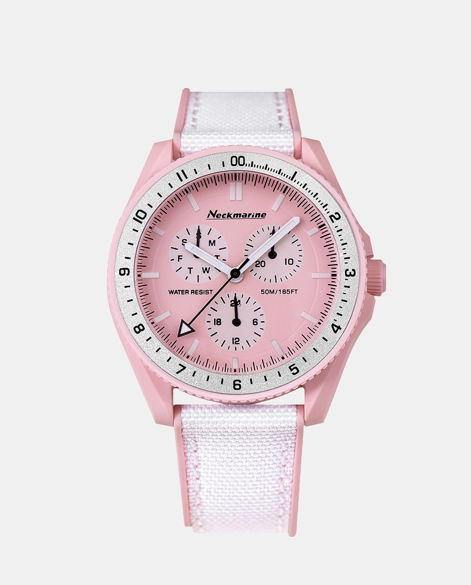 Многофункциональные женские часы Coral Reef NM-X4765M13 из смолы и нейлона Neckmarine, розовый часы с циферблатом под роспись собачка