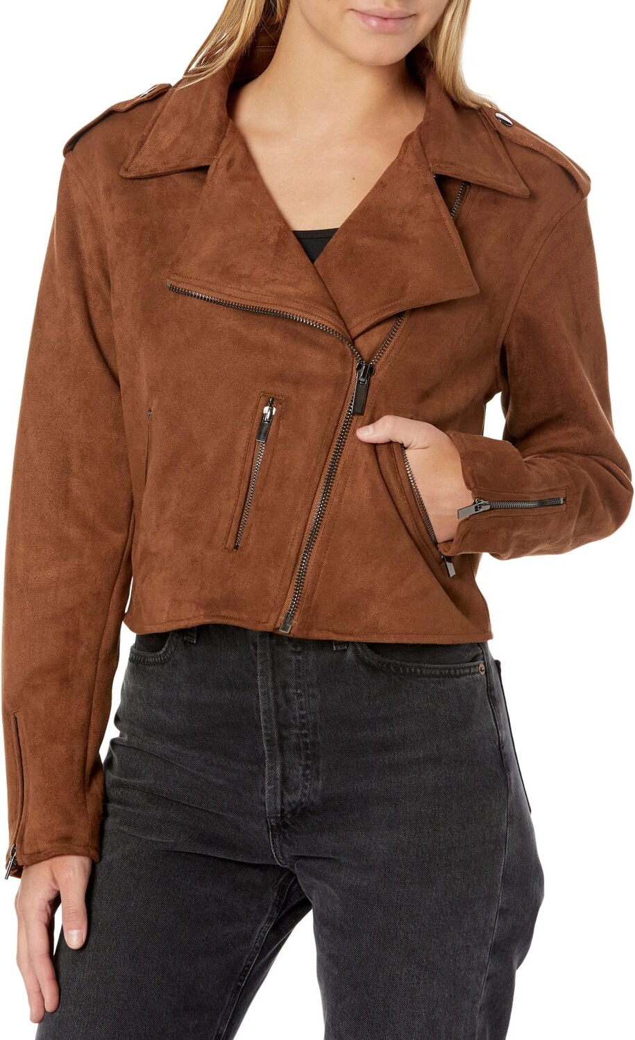 

Куртка Jackie Bonded Faux Suede Moto Jacket KUT from the Kloth, цвет Whiskey