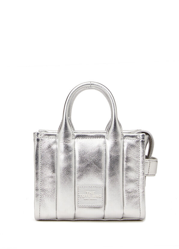 

Серебряная женская кожаная сумка mini tote Marc Jacobs