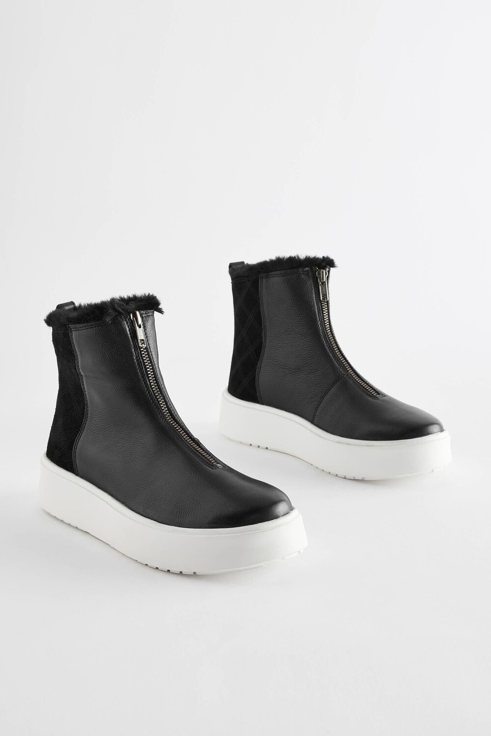 

Кожаные кроссовки Signature Forever Comfort с высоким верхом на толстой подошве и застежкой-молнией Next, черный