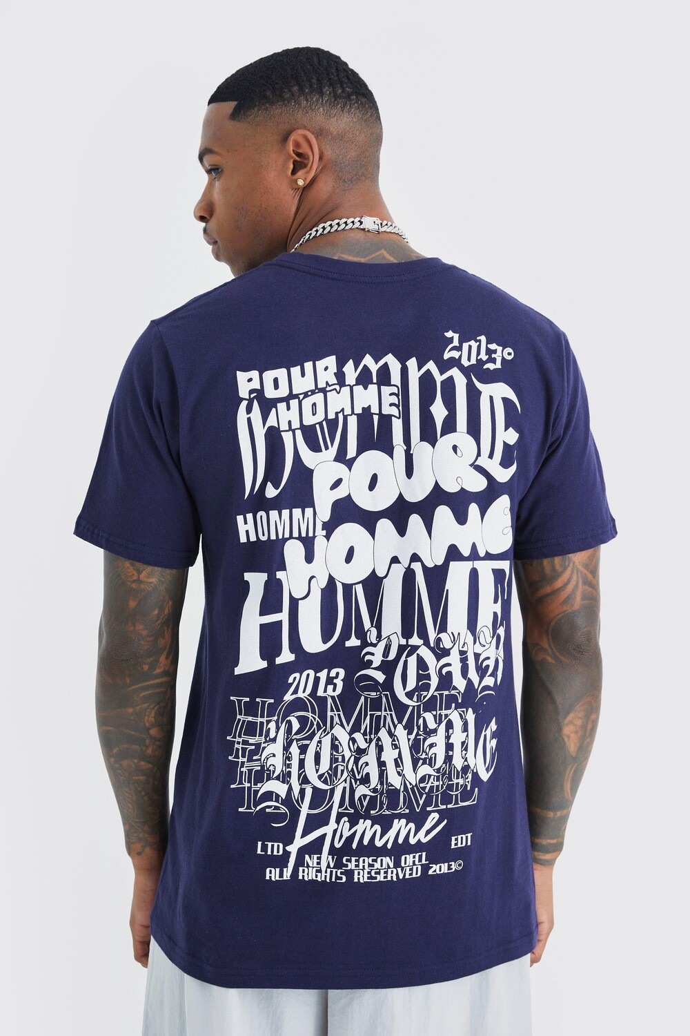 

Футболка с принтом gothic pour homme Boohoo, нави