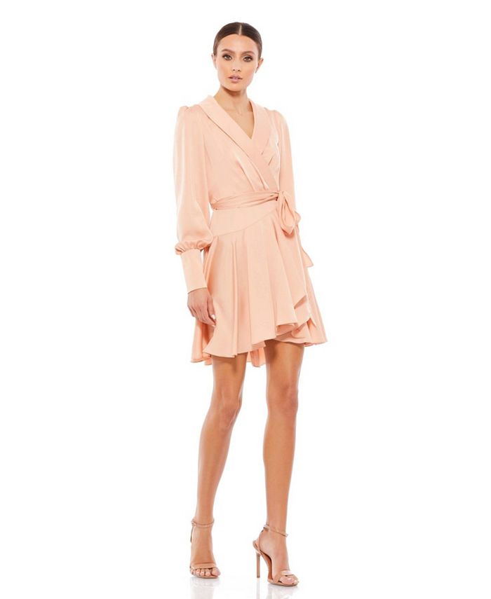 Женское короткое платье с запахом Ieena Mac Duggal, оранжевый цена и фото