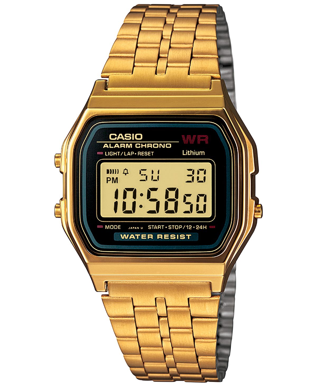 Мужские цифровые винтажные золотистые часы-браслет из нержавеющей стали 39x39 мм A159WGEA-1MV Casio casio vintage a159wgea 1
