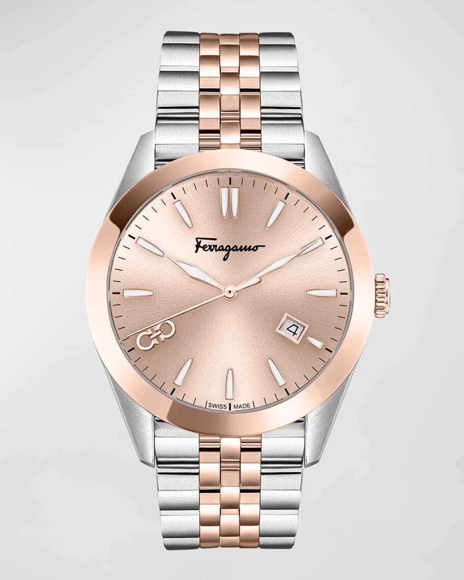 

Мужские часы Ferragamo Classic с двухцветным браслетом, 42 мм