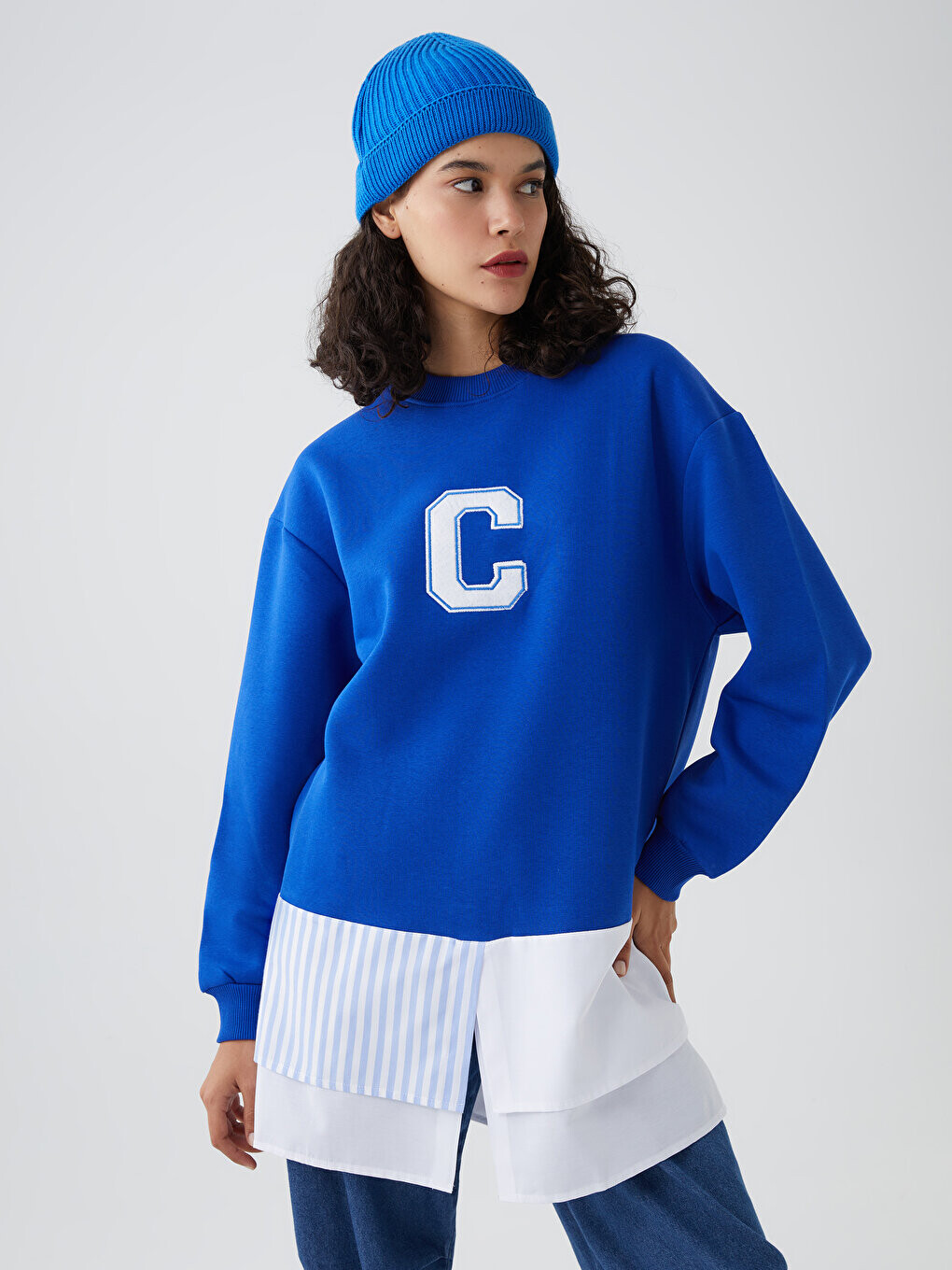 

Женская толстовка с круглым вырезом CALİMERA MODA, сакс блю
