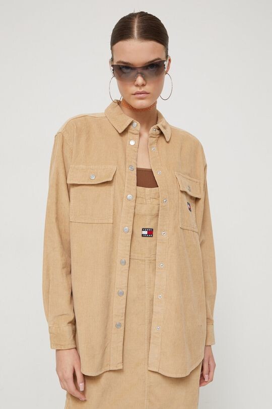 

Хлопковая рубашка Tommy Jeans, бежевый