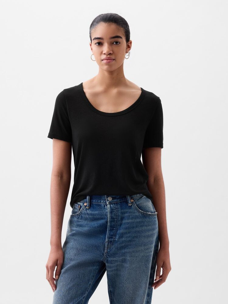 

Укороченная льняная рубашка Gap, черный