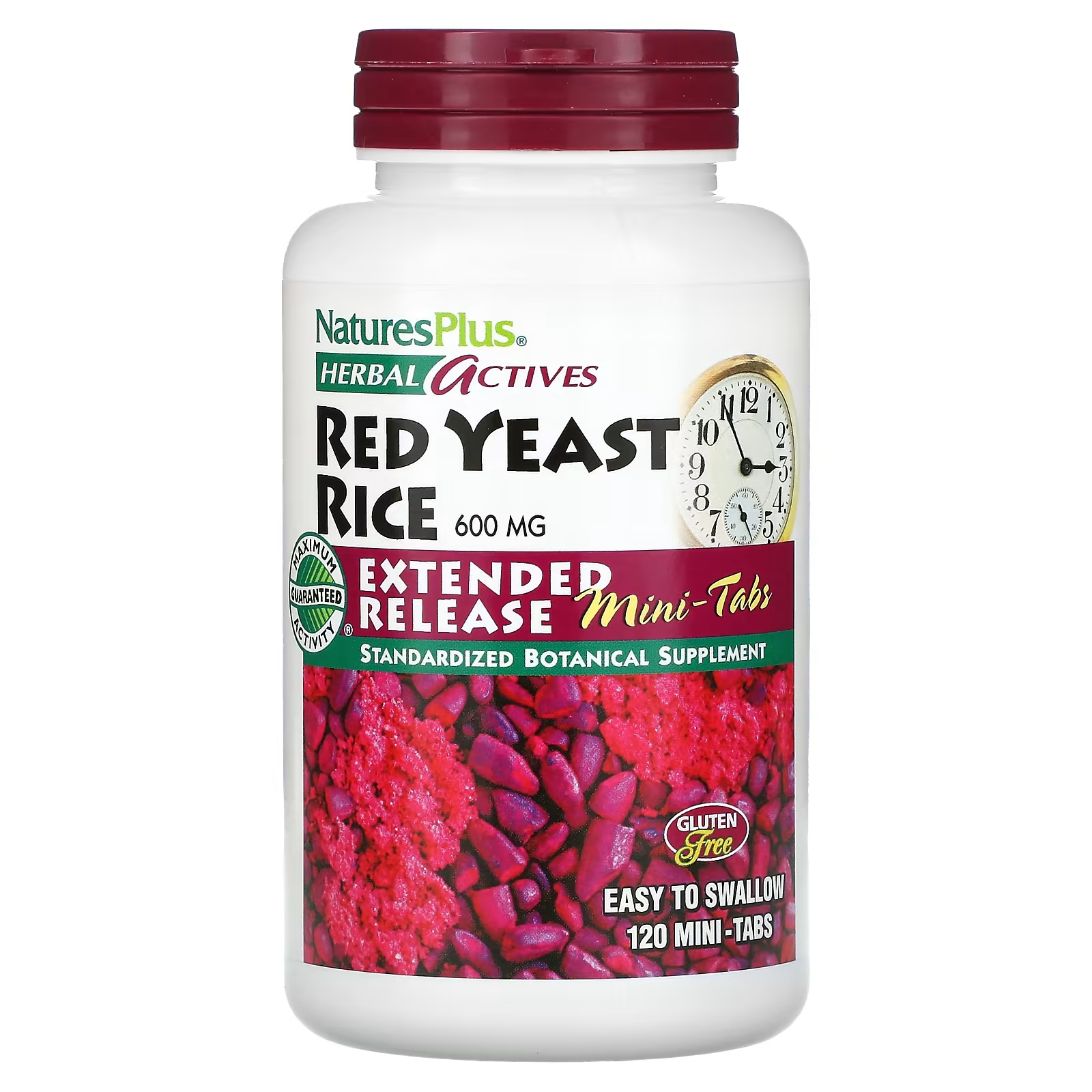 Красный дрожжевой рис NaturesPlus Herbal Actives без глютена, 120 мини-таблеток