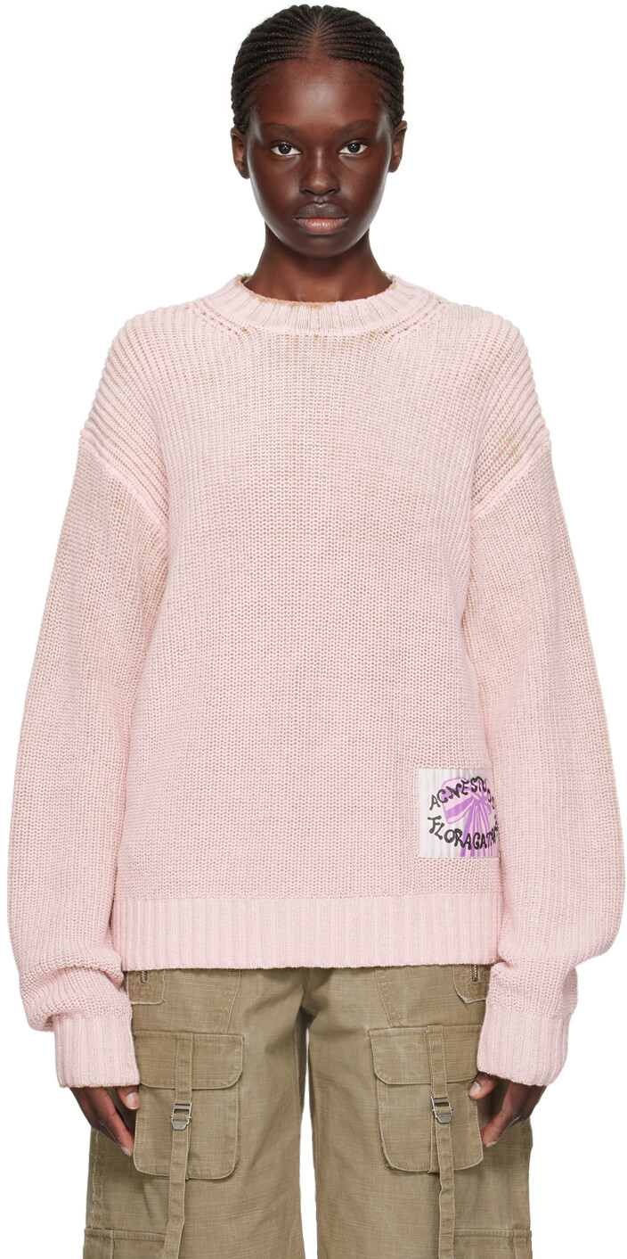 

Розовый свитер с нашивками Acne Studios, цвет Pale pink