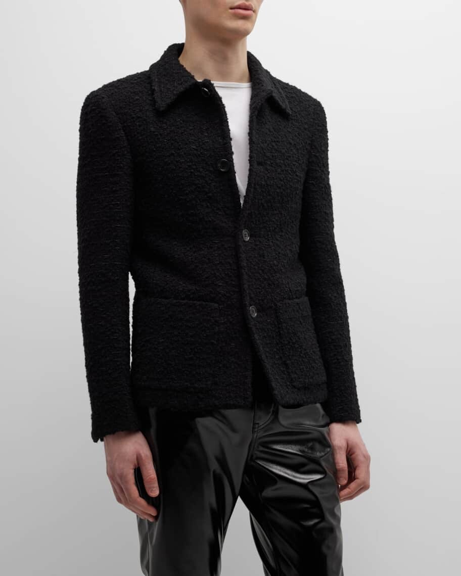 

Мужской однотонный твидовый жакет Saint Laurent