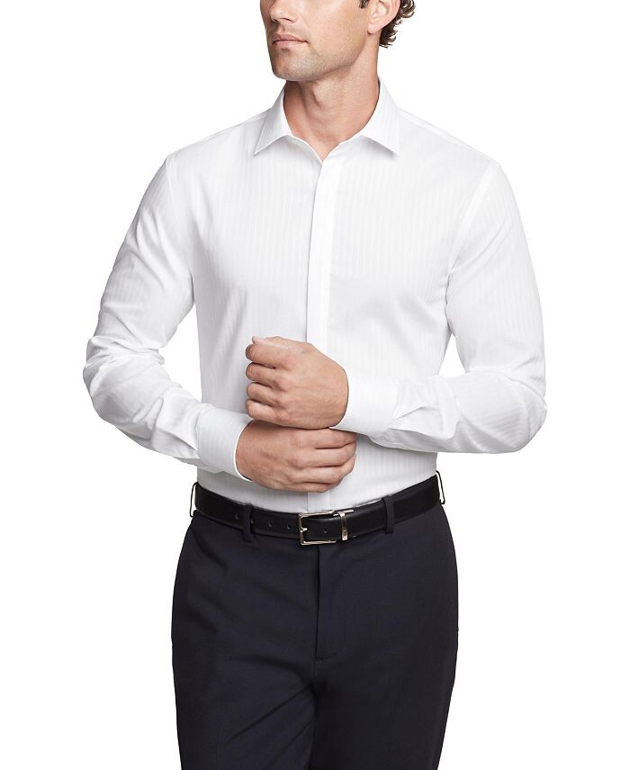 

Мужская классическая рубашка из эластичного твила Flex Slim Fit без морщин Tommy Hilfiger, белый