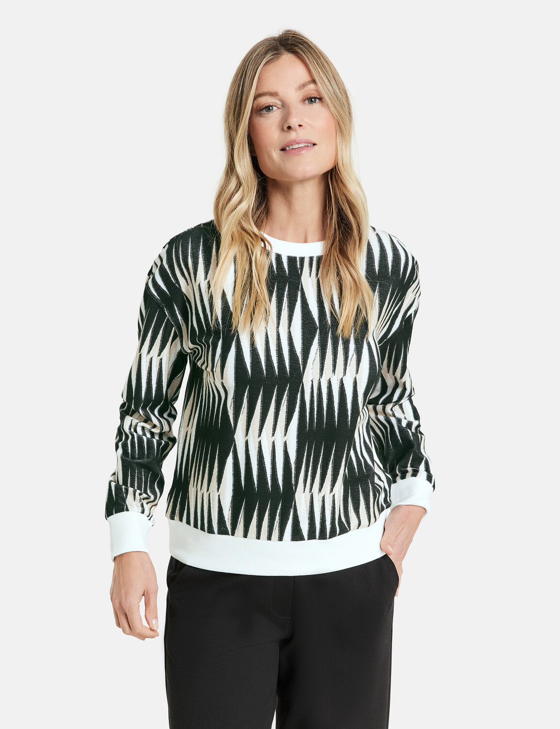 Футболка Gerry Weber 1/1 Arm, экрю/белый/черный принт комплект нарядный церемония экрю 62 белый