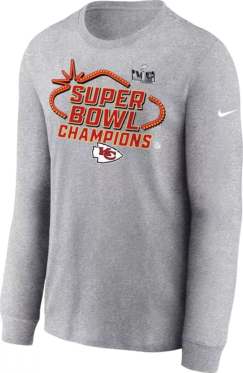 

Футболка с длинными рукавами Nike Youth Super Bowl LVIII Champions Kansas City Chiefs Locker Room