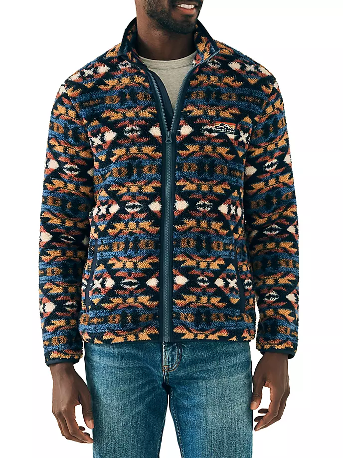 Флисовая куртка на молнии с высоким ворсом и геометрическим рисунком Faherty Brand, цвет four eagles цена и фото